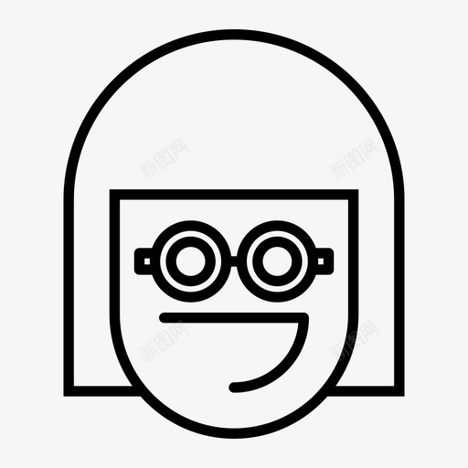 书呆子表情脸图标svg_新图网 https://ixintu.com 1行 书呆子 女孩 表情