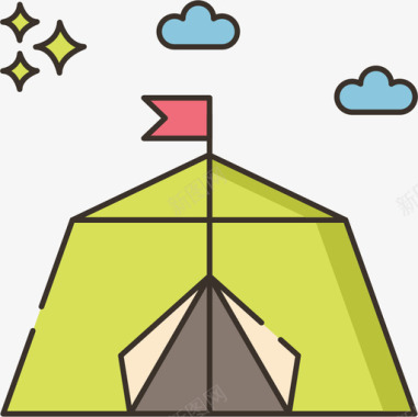 露营帐篷露营129线性颜色图标图标
