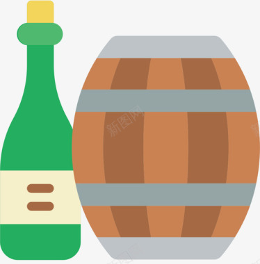 桶装葡萄酒8扁平图标图标