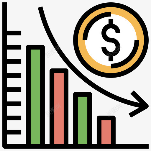 损失投资19线性颜色图标svg_新图网 https://ixintu.com 投资 损失 线性 颜色