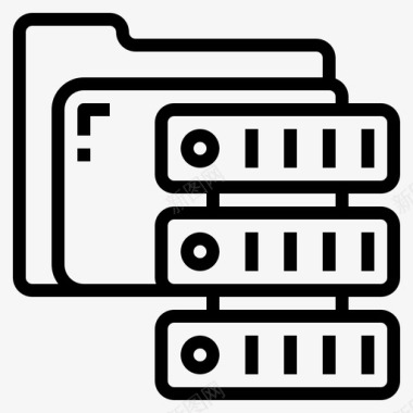 服务器文件夹和文档5线性图标图标