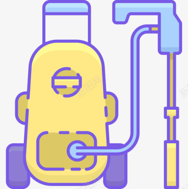 吸尘器洗车5线性颜色图标图标