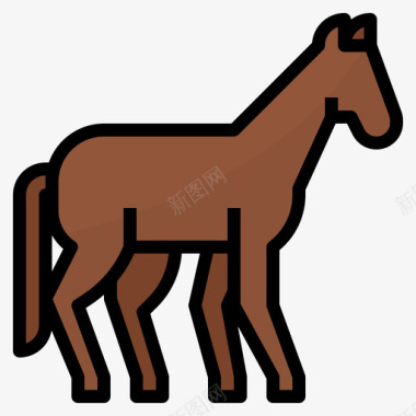 马动物79线性颜色图标图标