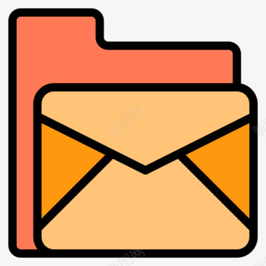 电子邮件文件夹和文档6线颜色图标图标