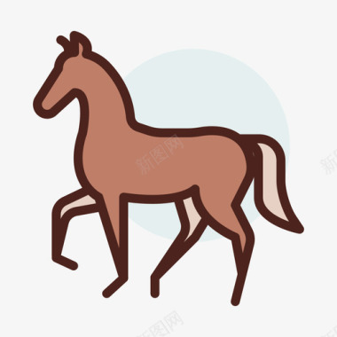 马骑马线性颜色图标图标