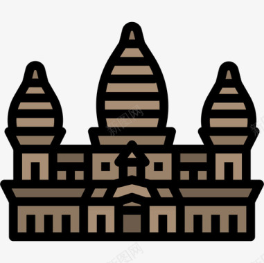 柬埔寨landmark17线性颜色图标图标