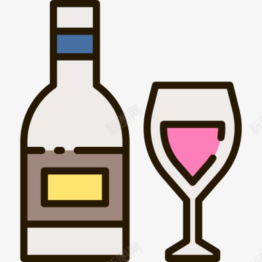 葡萄酒134号餐厅线性颜色图标图标