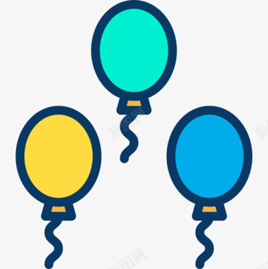 气球马戏团52线性颜色图标图标