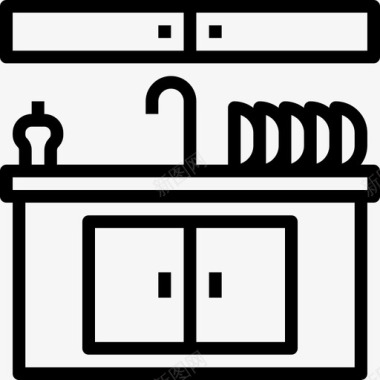 水槽厨房58线性图标图标