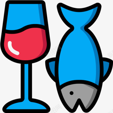 鱼葡萄酒12线形颜色图标图标