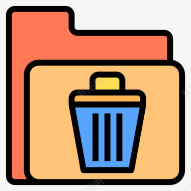 回收站文件夹和文档6线性颜色图标图标