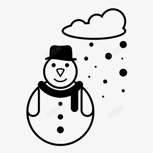 雪人圣诞节新年图标svg_新图网 https://ixintu.com 下雪 圣诞节 天气 新年 雪人