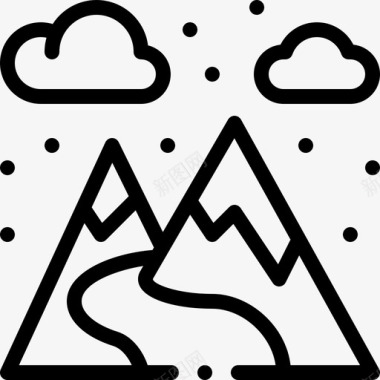 山地冬季旅行20直线图标图标