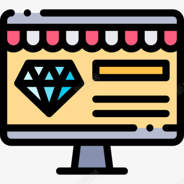 网上商店珠宝20线性颜色图标图标