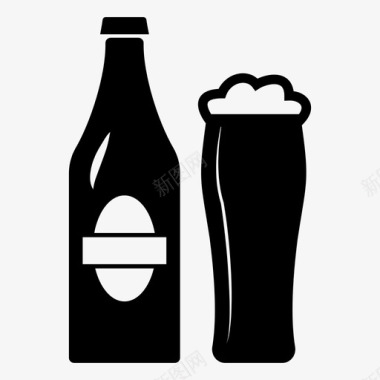 喝啤酒啤酒瓶啤酒杯图标图标