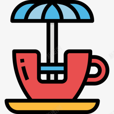 旋转茶杯游乐园32线颜色图标图标