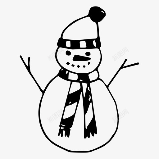 雪人圣诞节冬天图标svg_新图网 https://ixintu.com 冬天 圣诞 圣诞节 素描 雪人