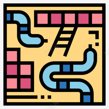 蛇棋盘游戏3线颜色图标图标