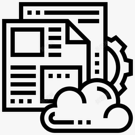 内容管理云服务13线性图标svg_新图网 https://ixintu.com 内容 服务 管理 线性