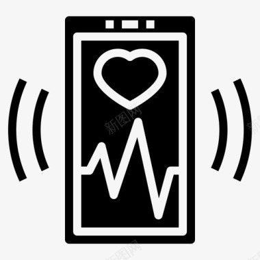心脏监护移动接口6固态图标图标