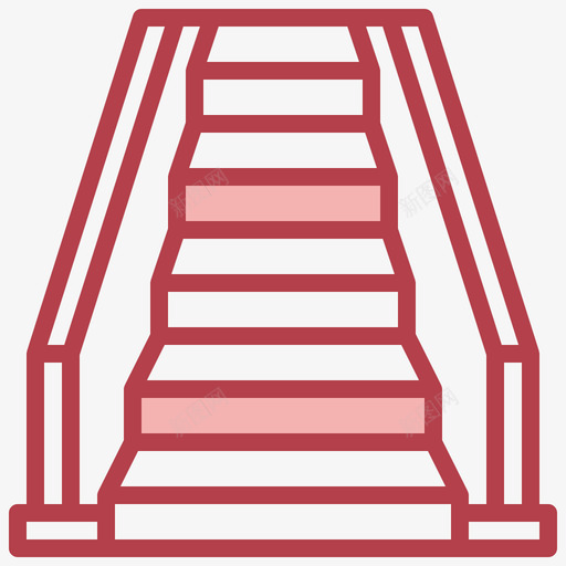 台阶建筑75红色图标svg_新图网 https://ixintu.com 台阶 建筑 红色
