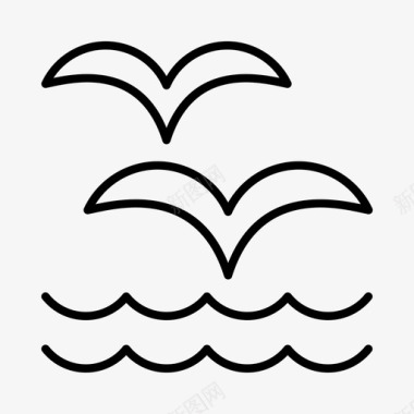 海鸥海滩假日图标图标