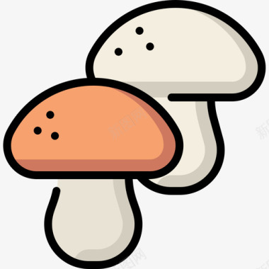 蘑菇纯素食品4原色图标图标