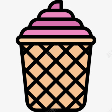 华夫饼杯冰淇淋27彩色图标图标