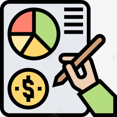 报告财务战略12线性颜色图标图标