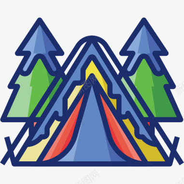 露营露营127线性颜色图标图标