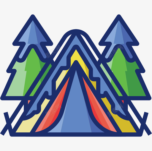 露营露营127线性颜色图标svg_新图网 https://ixintu.com 线性 露营 颜色