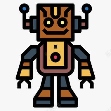 机器人机器人10线性颜色图标图标