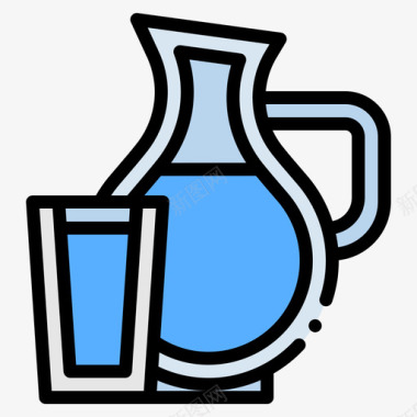 水饮料34线性颜色图标图标