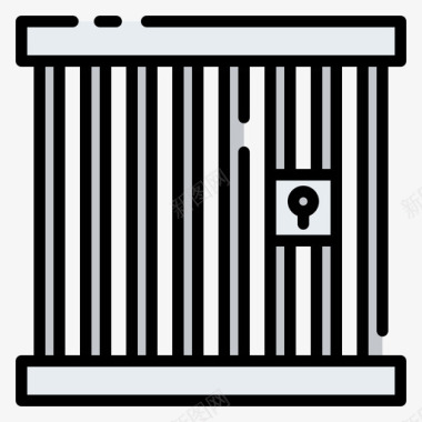监狱公共服务1线性颜色图标图标