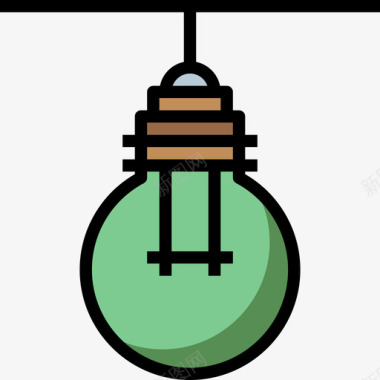 电子灯泡8线性颜色图标图标