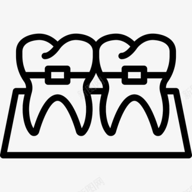 牙套牙科11线性图标图标