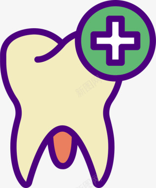 牙齿牙科学10线颜色图标图标