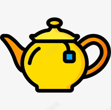 茶壶英国4线性颜色图标图标