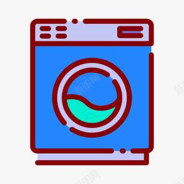 洗衣机家用23线性颜色图标图标