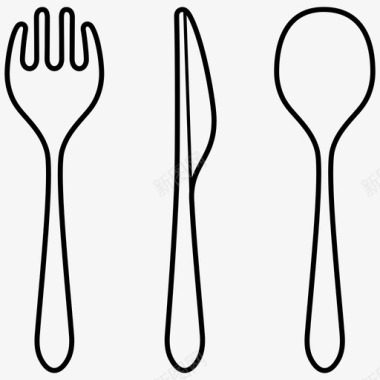 塑料餐具叉子刀图标图标