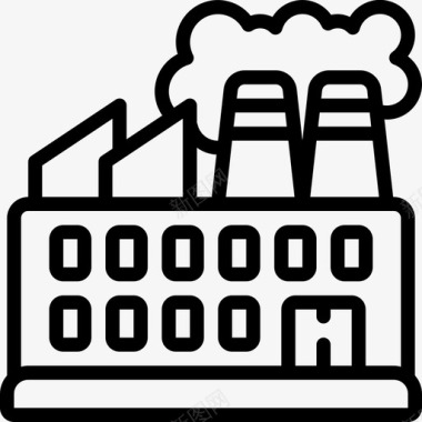 工厂污染42线性图标图标