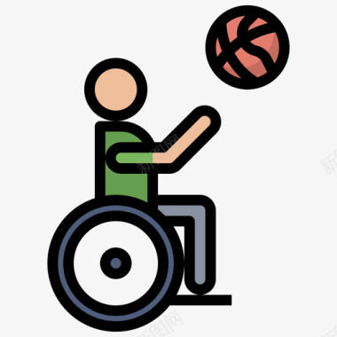 轮椅篮球残疾8线颜色图标图标