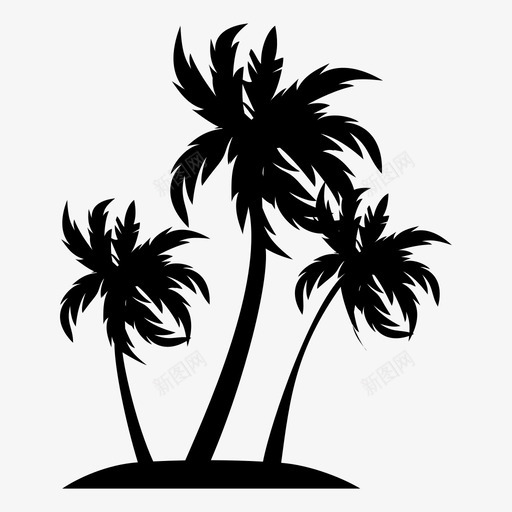 棕榈树海滩夏季图标svg_新图网 https://ixintu.com 夏季 棕榈树 海滩 热带