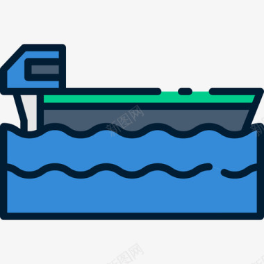 渔船钓鱼57线型颜色图标图标