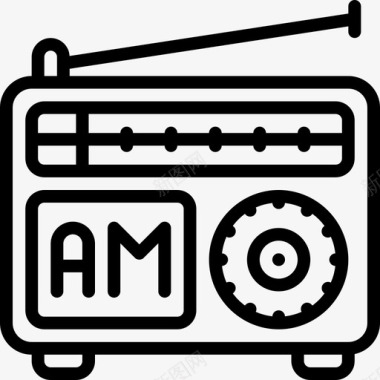 收音机收音机9线性图标图标
