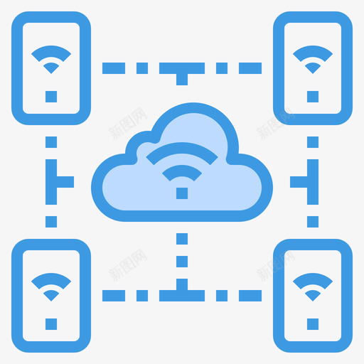 云物联网80蓝色图标svg_新图网 https://ixintu.com 联网 蓝色