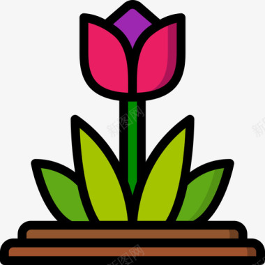 郁金香植物31线形颜色图标图标