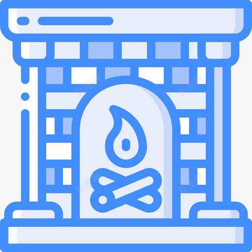 壁炉室内24蓝色图标svg_新图网 https://ixintu.com 壁炉 室内设计 蓝色
