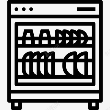 洗碗机厨房58线性图标图标