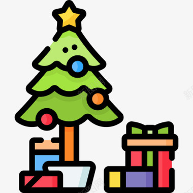 礼物圣诞礼物1线颜色图标图标